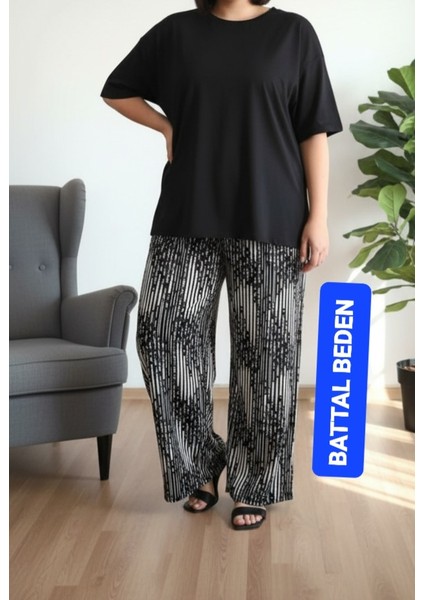 Kadın Bayan Büyük Battal Extra Turbo Jumbo Beden Viskon Süet Penye Kumaş 2 Yan Cep Pantolon Eşofman Altı Pijama Altı 150 Kilograma Kadar Olur Bol Likralı Esneyen Kumaş Bel Lastikli Süs Bagcıklı