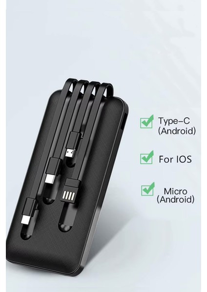 10.000 Mah Kendinden Kablolu Powerbank Hızlı Şarj Telefon Standlı Göstergeli Taşınabilir Şarj Cihazı modelleri