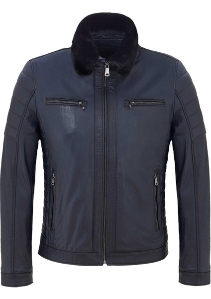 Lacivert Deri Erkek Deri Mont - E23BDM310472-Q4P