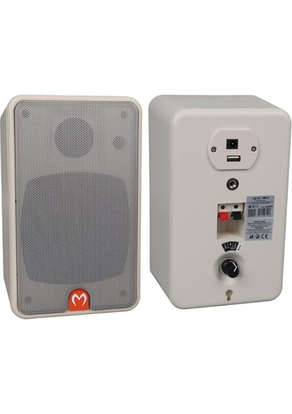 Mv-21 10 cm 40 Watt Komütatörlü Hat Trafolu Beyaz Sütun Hoparlör (2'li Takım)