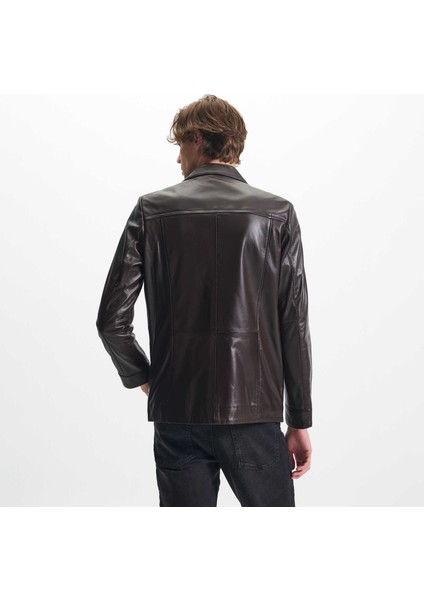 Kahverengi Hakiki Deri Erkek Hakiki Deri Ceket - E25KDM310606-Q4Q fırsatları