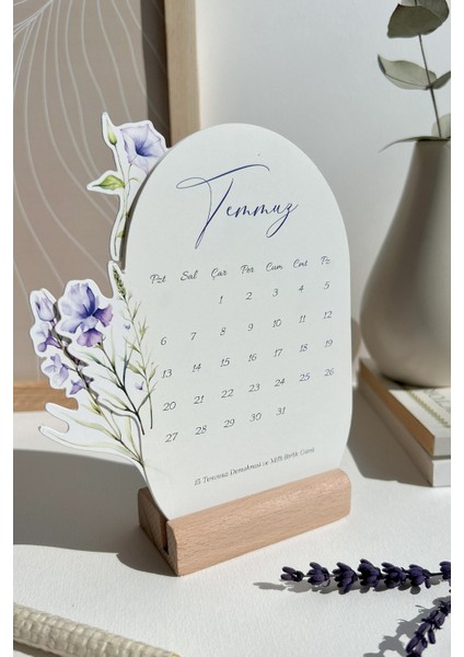 2026 Çiçekli Masa Takvimi | 12 Ay Özel Tasarım | Ahşap Standlı Dekoratif Takvim 2026 Floral Tasarım modelleri
