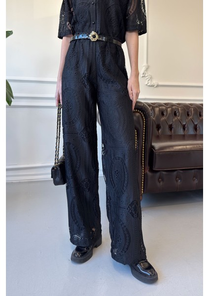 Brodeli Özel Seri Pantolon- Siyah