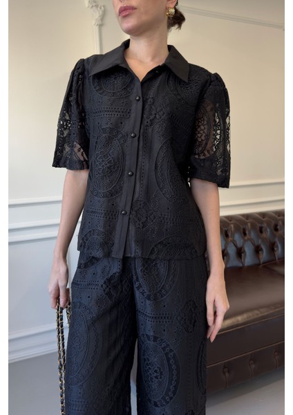 Brodeli Özel Seri Pantolon- Siyah