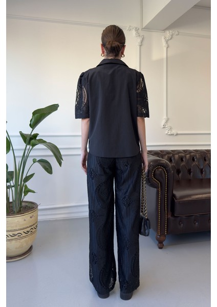 Brodeli Özel Seri Pantolon- Siyah