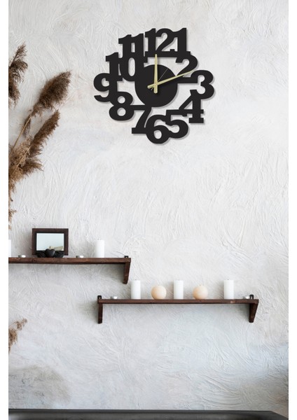 Sessiz Mekanizma Siyah Metal Dekoratif Duvar Saati 45X43CM