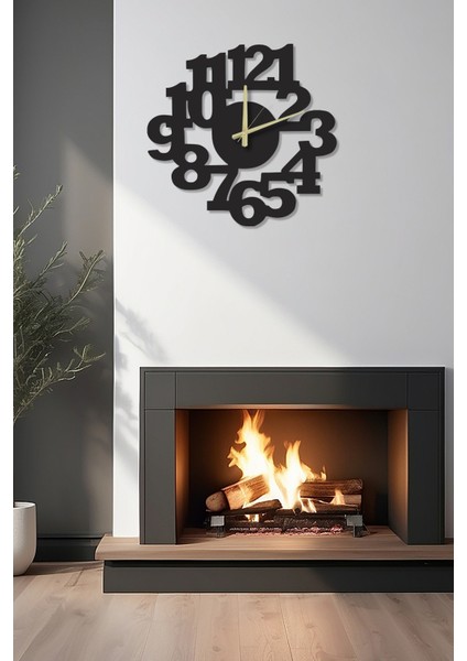 Sessiz Mekanizma Siyah Metal Dekoratif Duvar Saati 45X43CM modelleri