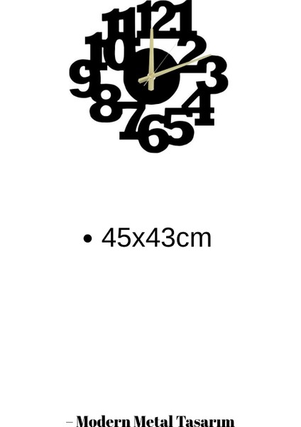 Sessiz Mekanizma Siyah Metal Dekoratif Duvar Saati 45X43CM indirimleri