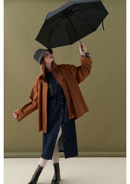 Düz Renk Katlanabilir Şemsiye - Siyah fiyatları