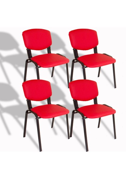 Form Ofis ve Toplantı Sandalyesi (4 Adet) - Kırmızı