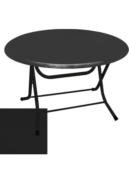 Klasik Katlanır Werzalit Yuvarlak Tabla Masa 107CM - Siyah