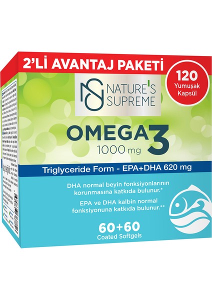 Omega 3 1000 Mg 2 x 60 Kapsül