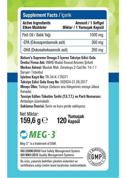 Omega 3 1000 Mg 2 x 60 Kapsül fiyatları