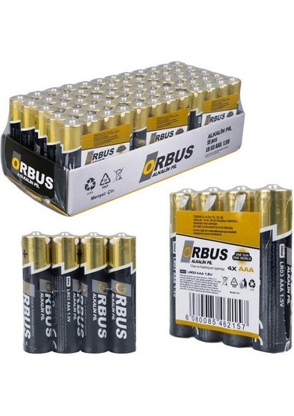 ORB-LR03-4B 1.5V Aaa 60 Adet Alkalin Ince Kalem Pil