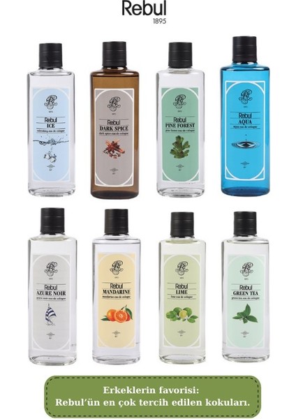 8X250 ml Cam Kolonya Seti | Ice, Dark Spice, Pine, Aqua, Azure Noir, Mandarine, Lime, Green Tea fiyatları