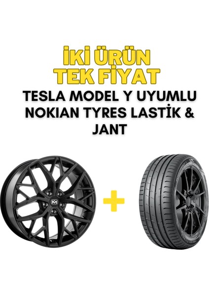 Tesla Model Y Uyumlu Nokian 255/45R19 Yaz Lastigi 4 Adet YILI:2023 + KM3419 19" Jant 4 Adet