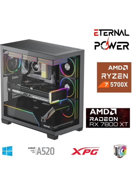 E.power Ryzen 7 5700X 32G Ddr4 1tb M.2 RX7800XT A520 T650W