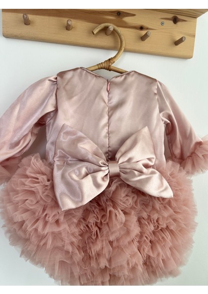 Kız Bebek Çocuk Elbise Uzun Kollu Tüllü Tütü Özel Gün Parti Doğum Günü Prenses Saten Abiye Elbise indirimleri