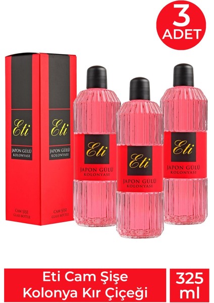 Cam Şişe Kolonya Japon Gülü 325 ml 3 Adet
