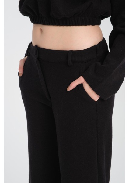 Selanik Kumaş Yırtmaçlı Paça Detaylı Kadın Pantolon modelleri