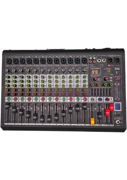 PM-12B800 - 12 Kanal 99 Dsp Effect Power Mixer - 12 Mono + 1 Aux Giriş - 2X400 Watt