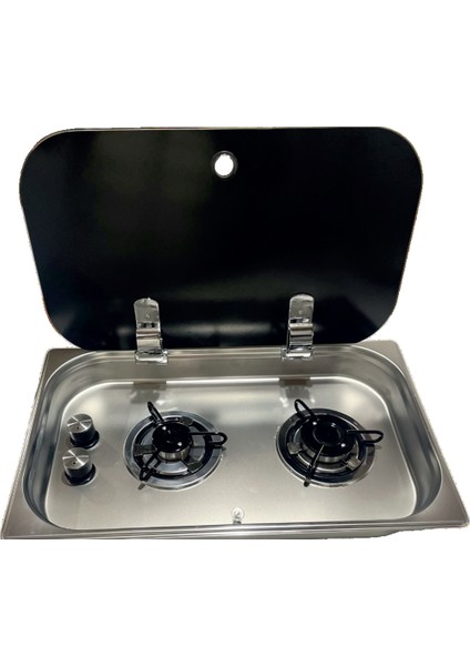 Karavan&tekne Krom Cam Kapaklı 2 Gözlü Ocak (Universal)