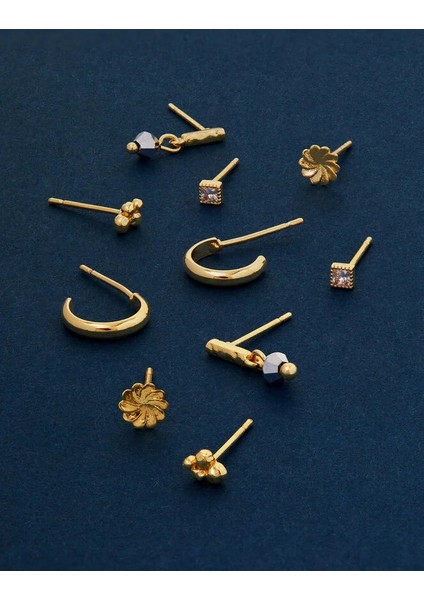 Z Çiçekli Küpe Set x 5 14 Ayar Altın Kaplama fırsatları