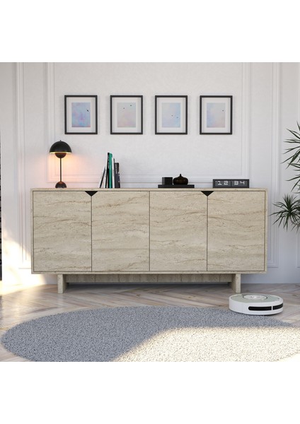 Turan Konsol Traverten 180 cm Yemek Odası, Ofis Salon Ünite