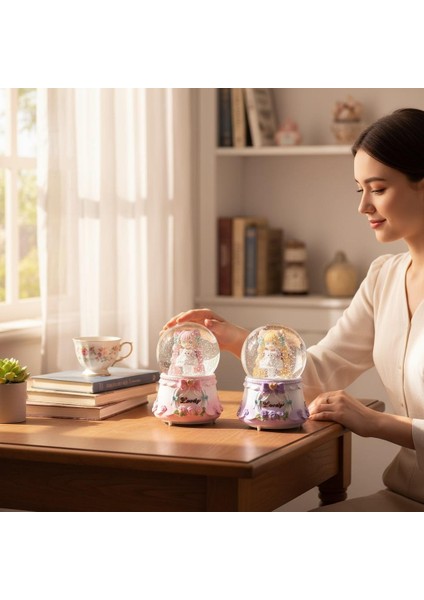 Sevimli Kız Büyük Boy Püskürtmeli Müzikli Işıklı Kar Küresi fiyatları