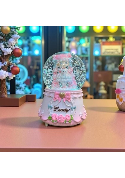 Sevimli Kız Büyük Boy Püskürtmeli Müzikli Işıklı Kar Küresi modelleri