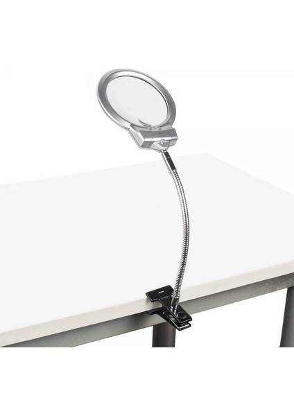 2.5X130 mm 5X24 mm LED Aydınlatmalı Büyüteç,masa Üstü Metal Hortum MANDALLIMG15124C