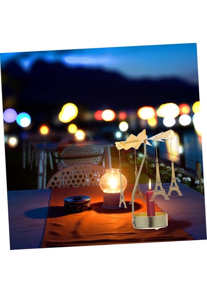 Dekoratif Metal Isı ile Dönen Eyfel Kulesi Tasarımlı Mumluk modelleri