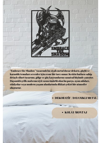 Embrace The Shadow Yazılı Metal Duvar Dekoru Siyah Dekoratif Duvar Tablosu indirimleri