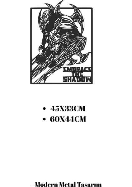 Embrace The Shadow Yazılı Metal Duvar Dekoru Siyah Dekoratif Duvar Tablosu