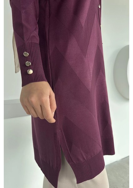 Ön Düğmeli Desenli Tesettür Triko Hırka (M-L-Xl Uyumludur) P-00018881 fırsatları