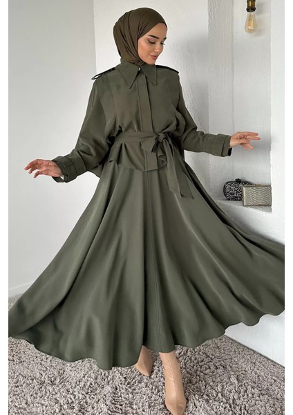Pelerinli ve Kemerli Ceket Etek Tesettür Ikili Takım P-00018944 fırsatları