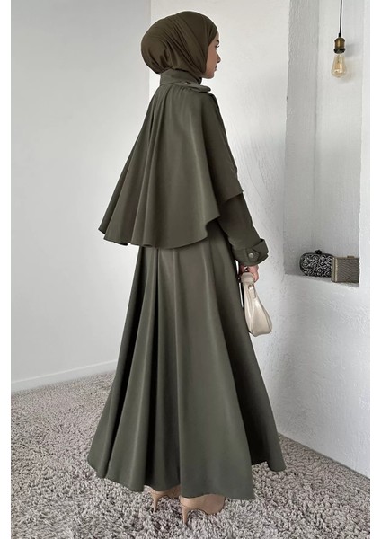 Pelerinli ve Kemerli Ceket Etek Tesettür Ikili Takım P-00018944 indirimleri
