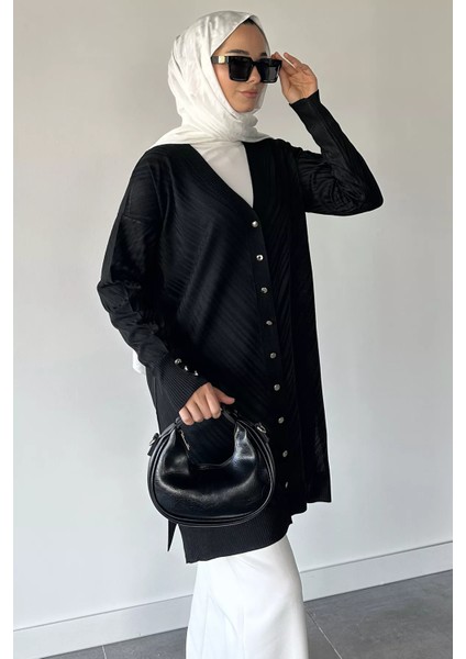 Desenli Ön Düğmeli Tesettür Triko Hırka (M-L-Xl Uyumludur) P-00018882 fiyatları