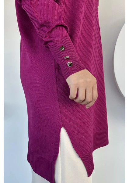 Desenli Ön Düğmeli Tesettür Triko Hırka (M-L-Xl Uyumludur) P-00018882 modelleri