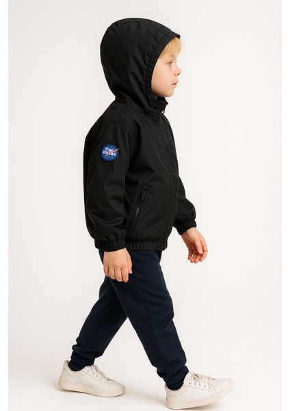 Erkek Çocuk Kapüşonlu Su Geçirmez Yağmurluk Siyah fiyatları
