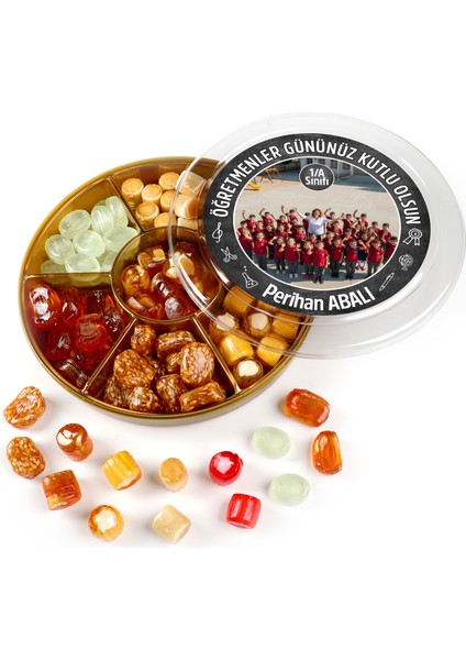 Isimli Fotoğraflı Öğretmenler Günü Hediyesi El Yapımı Karışık Akide Şekeri 400G