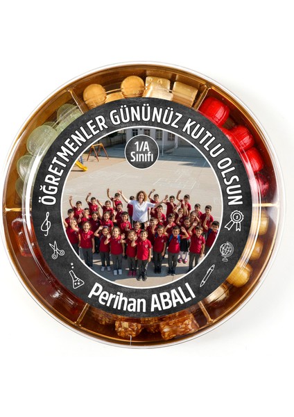 Isimli Fotoğraflı Öğretmenler Günü Hediyesi El Yapımı Karışık Akide Şekeri 400G modelleri