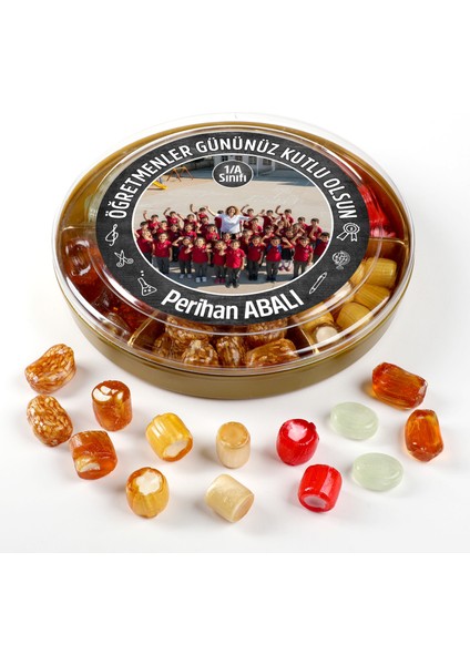 Isimli Fotoğraflı Öğretmenler Günü Hediyesi El Yapımı Karışık Akide Şekeri 400G indirimleri