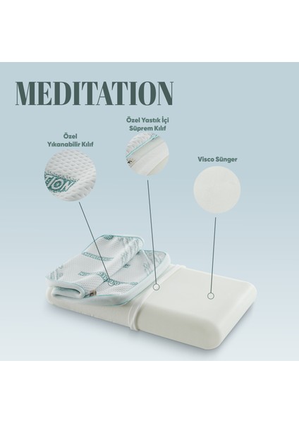 Dinlendirici Visko Yastık - Meditation Ortopedik Visco Yastık - Iyon Dengeli Anti-Statik Kumaş indirimleri