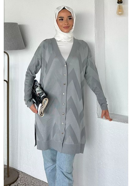 Ön Düğmeli Desenli Tesettür Triko Hırka (M-L-Xl Uyumludur) P-00018881 fiyatları