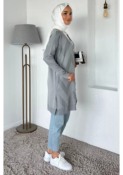 Ön Düğmeli Desenli Tesettür Triko Hırka (M-L-Xl Uyumludur) P-00018881 modelleri