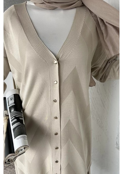 Ön Düğmeli Desenli Tesettür Triko Hırka (M-L-Xl Uyumludur) P-00018881 fırsatları