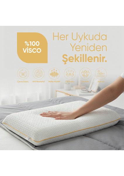 Büyük Boy Ortopedik Visco Yastık - Air Comfort Cilt Dostu Anti Uv ( Xxl ) Uyku Yastığı Yumuşak Tuşe fiyatları