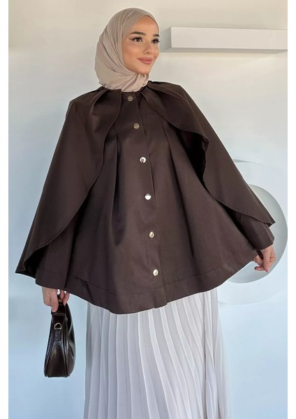 Ön Çıtçıtlı Pelerinli Tesettür Ceket P-00018877 fiyatları