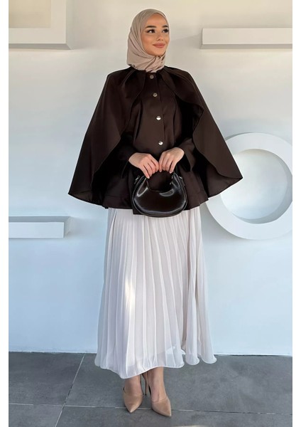 Ön Çıtçıtlı Pelerinli Tesettür Ceket P-00018877 modelleri